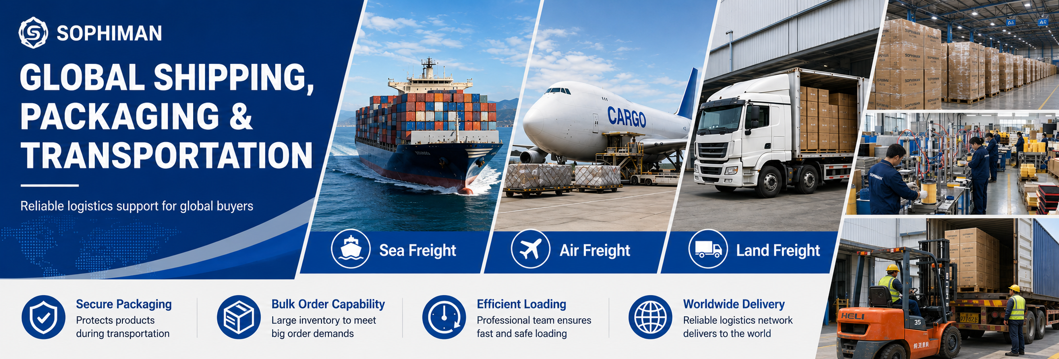 Sophiman global shipping packaging and transportation support